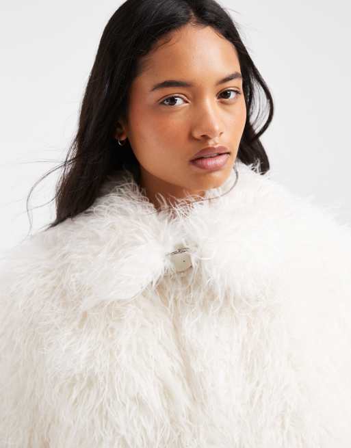 Urbancode code faux fur jacket in white, 2 of 4