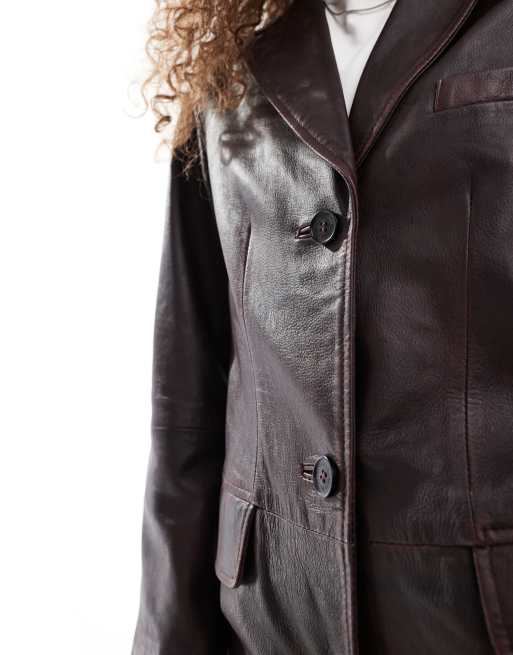 Low classic CREASED LEATHER 思いがけない COAT_BROWN
