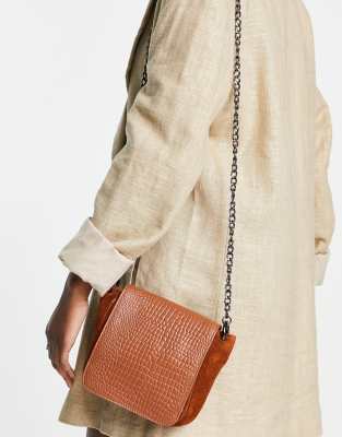 Urbancode leather suede crossbody bag in khaki