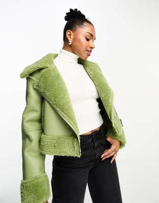 Urbancode aviator coat 2024 with faux fur trim