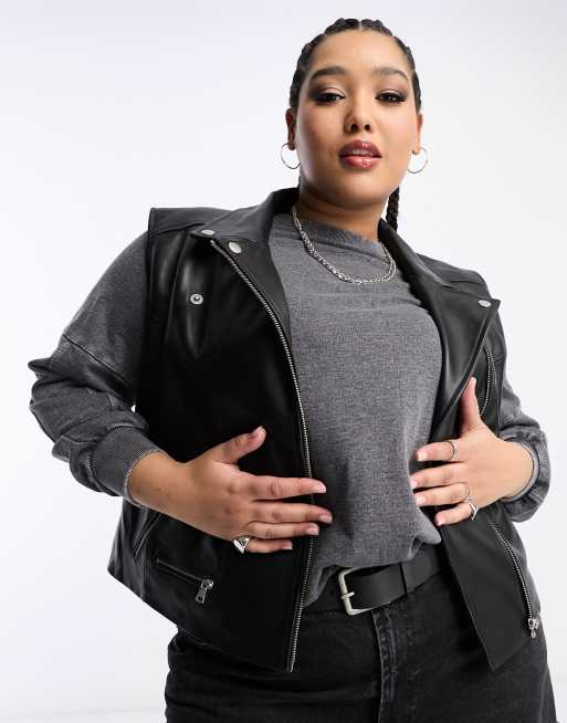 Urbancode Curve - Veste sans manches en cuir véritable - Noir 