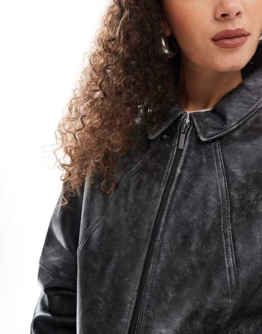 ジャケット・アウター nvrfrgt DISTRESSED LEATHER BOMBER JACKET NVRFRGT / DISTRESSED LEATHER BOMBER JACKET – Black | disarm | no