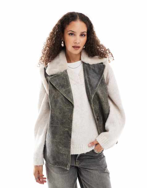 Urbancode - Distressed leren bikergilet in zwart - view 1