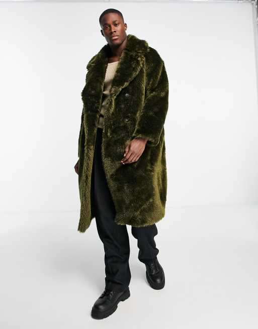 Asos green fur clearance coat