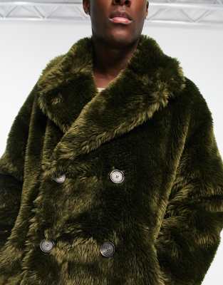 double breasted faux fur coat