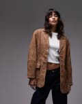 [Urbancode] Urbancode drop shoulder oversized suede blazer jacket in camel-Brown 14 CAMEL