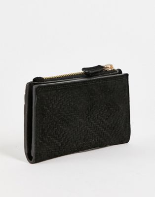 Urbancode embossed weave suede wallet in black