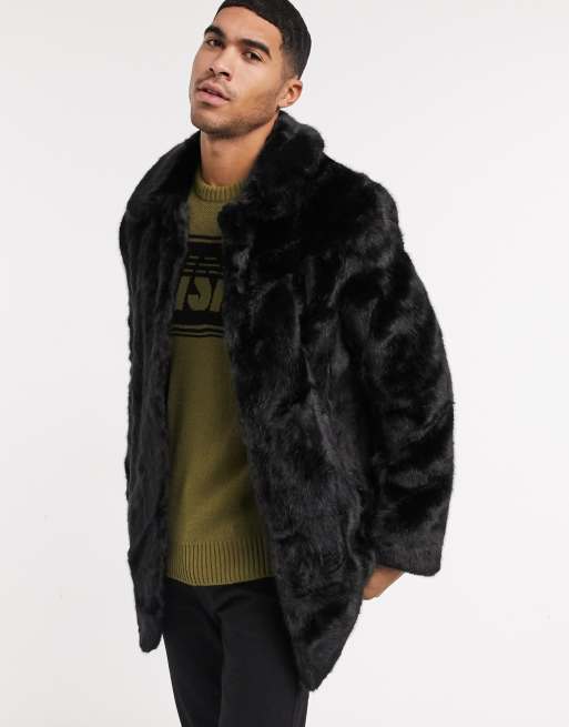 Asos black faux fur jacket hotsell