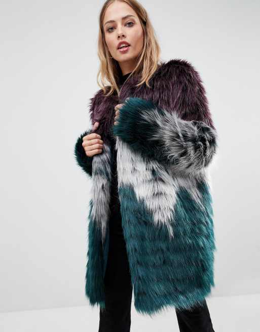 Coloured faux clearance fur coat