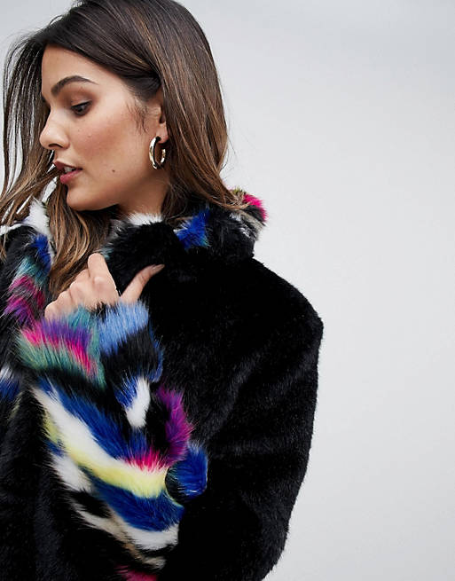 Urbancode Faux Fur Coat With Bright, Bright Color Faux Fur Coats