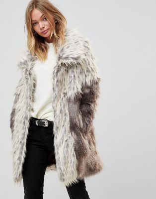 Urbancode Faux Fur Coat With Oversize Collar | ASOS