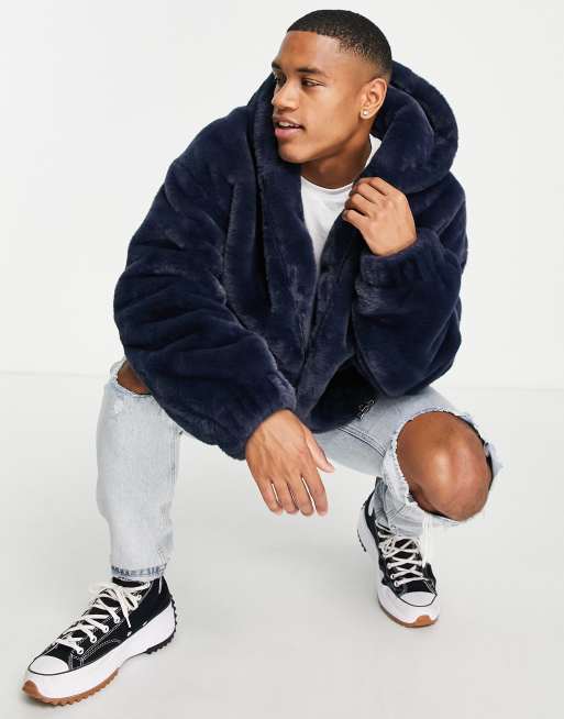 Uo faux fur hooded bomber jacket sale