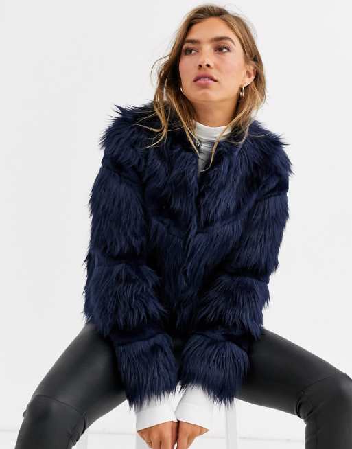 Navy shop fur jacket