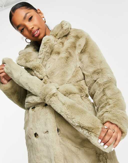 Faux fur shop trench coat womens