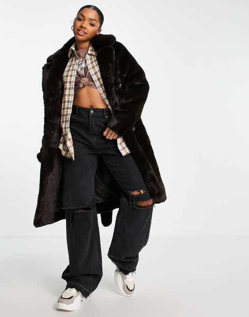 Urbancode faux-fur trench coat | ASOS