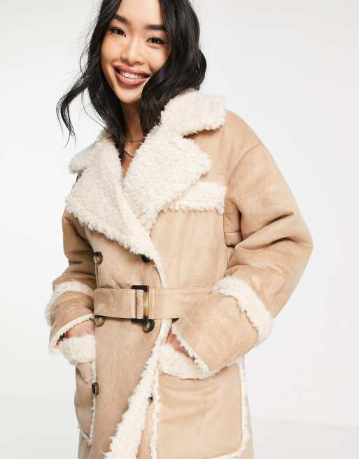 Asos faux shearling coat best sale