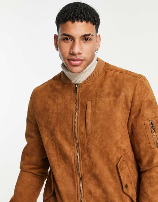 Urbancode faux suede bomber jacket in tan