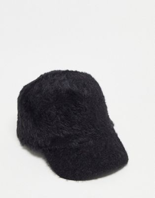 Urbancode faux wool baseball cap in black