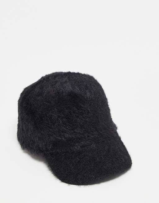 Urbancode faux wool baseball cap in black ASOS