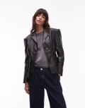 [Urbancode] Urbancode fitted leather blazer jacket in black 12 BLACK