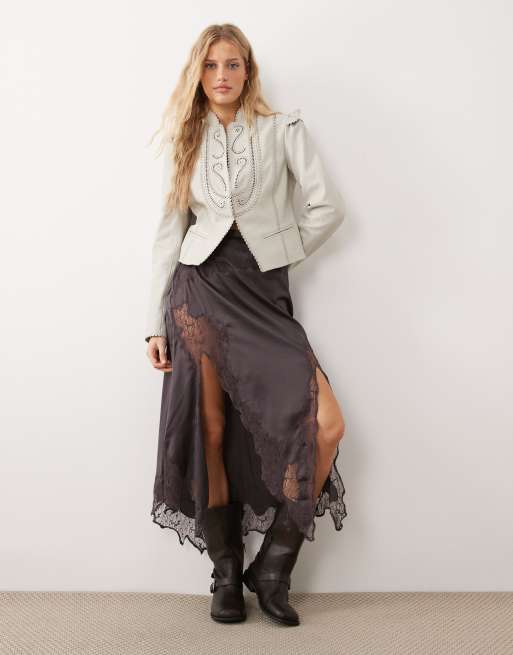 Urbancode fitted military style jacket with embroidery detailing in stone, 2 of 4