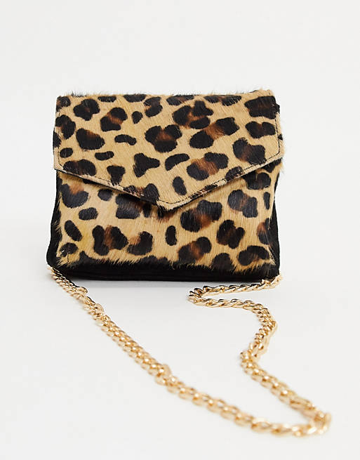 Urbancode flapover chain detail two-way bag in animal print