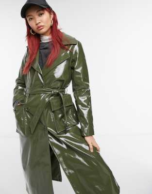 pu belted jacket