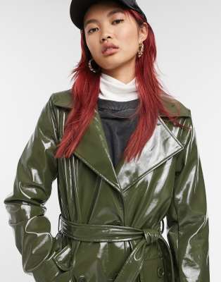 pu belted jacket