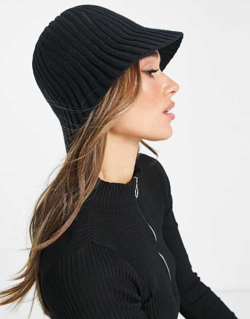 Urbancode knitted ribbed bucket hat in black | ASOS