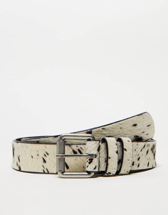 Urbancode leather belt in neutral animal print