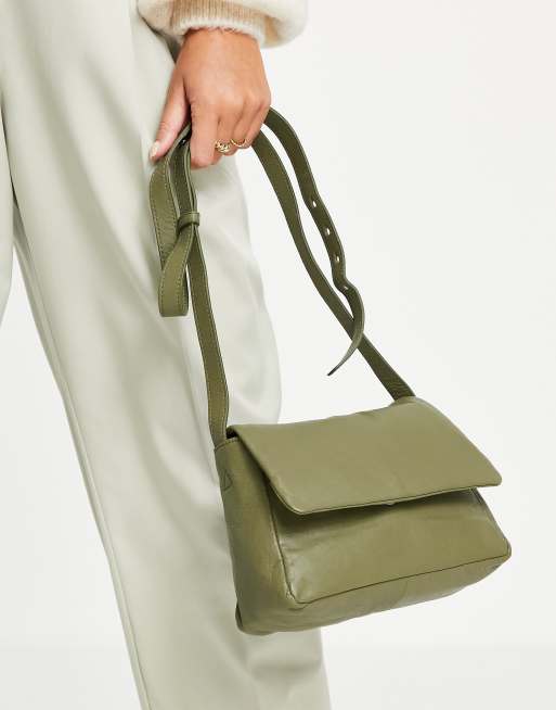 Khaki outlet leather bag