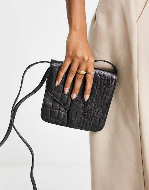 Black Suri Mini Croc Crossbody WHISTLES