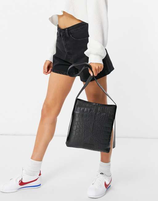 Croc print outlet shoulder bag