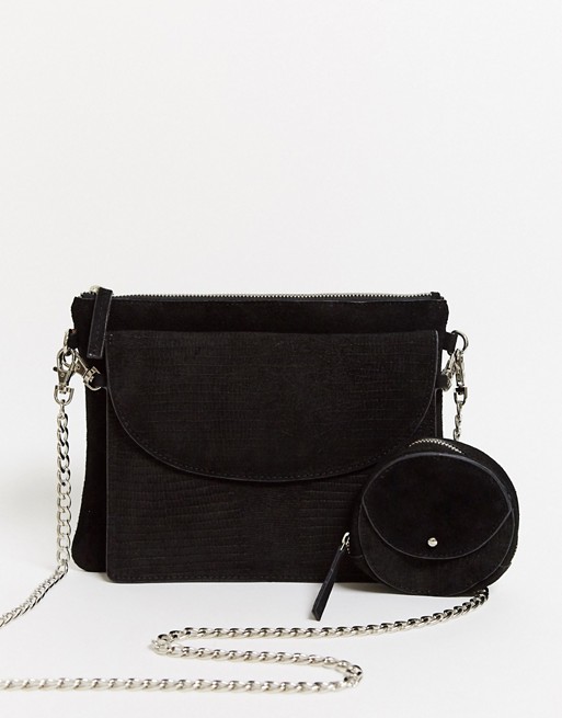 Urbancode leather cross body bag with removable clutch and coin purse