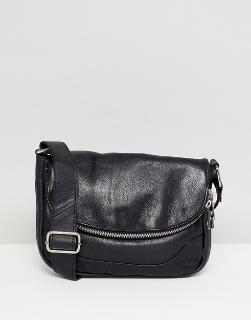 Urbancode leather cross body bag with zip flap | ASOS