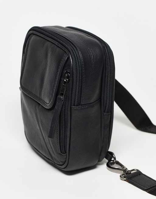 Urbancode small leather cross body purse bag in black sale