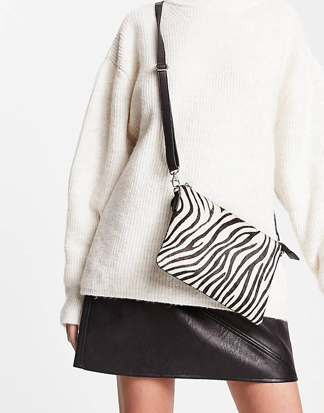 Urbancode - leather crossbody bag in zebra print