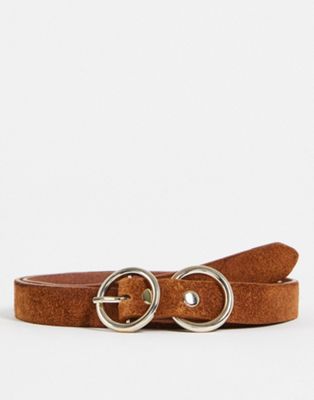 Urbancode leather double buckle belt in tan