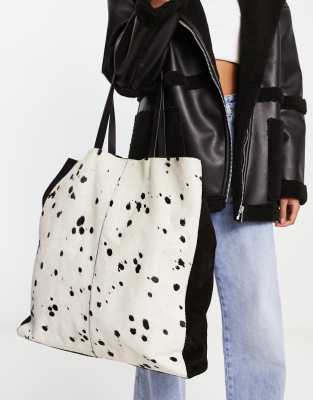 Urbancode leather giant tote bag in animal print