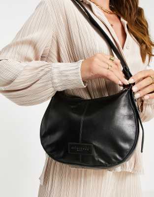 Urbancode Leather Half Moon Shoulder Bag In Black ModeSens