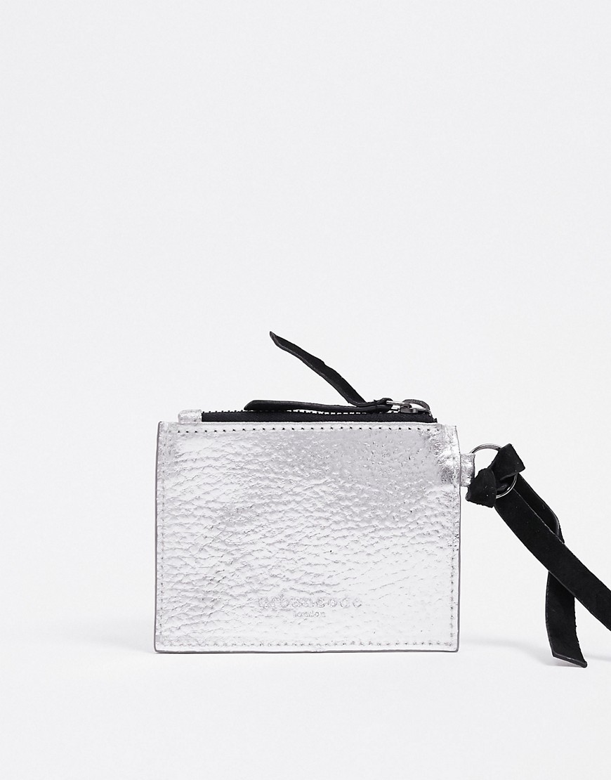 Urbancode leather mini purse with card holder in silver
