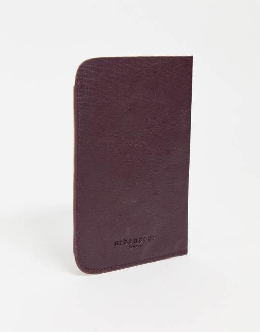 Urbancode leather passport holder in dark berry ASOS