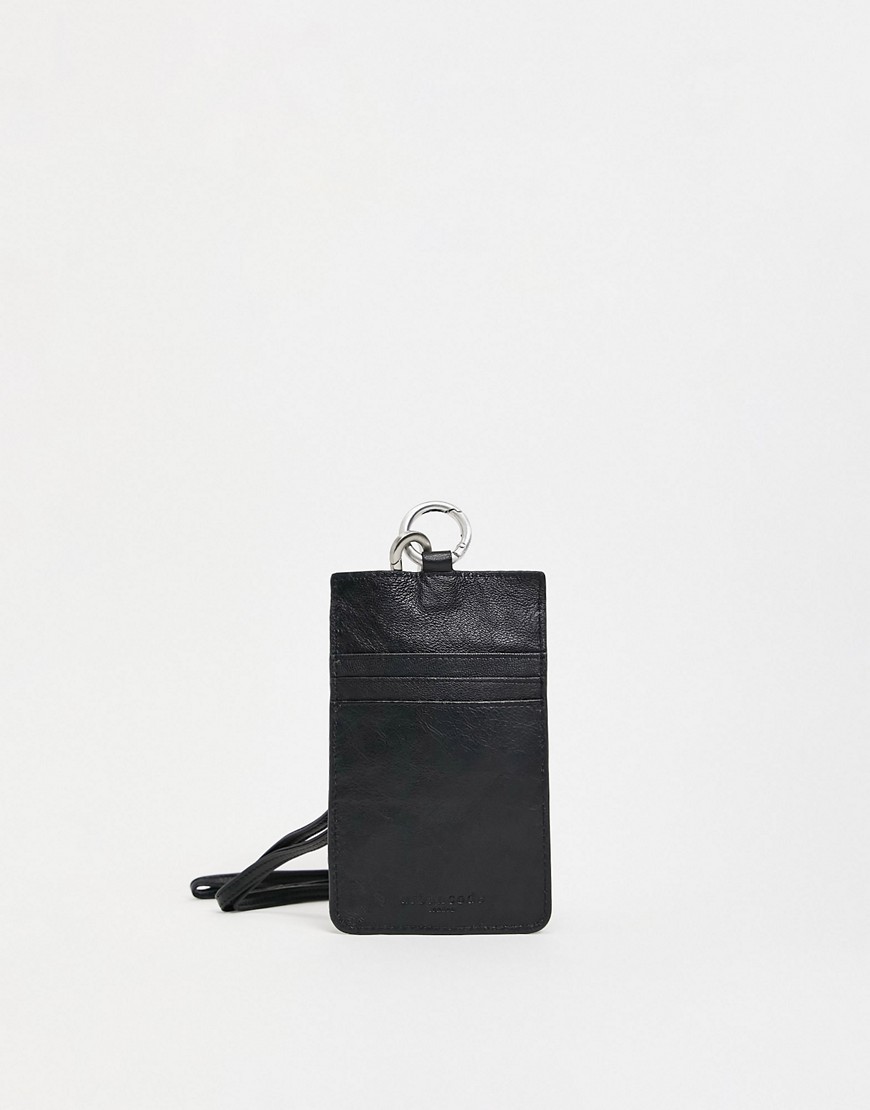 Urbancode leather phone holder with strap-Black