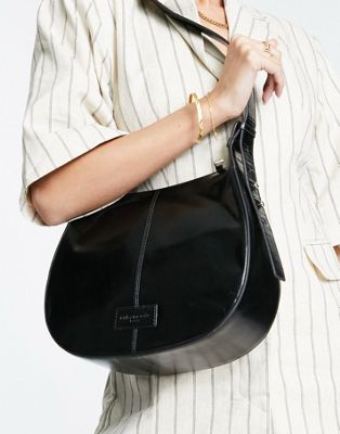 Urbancode leather shoulder bag in black - ASOS Price Checker