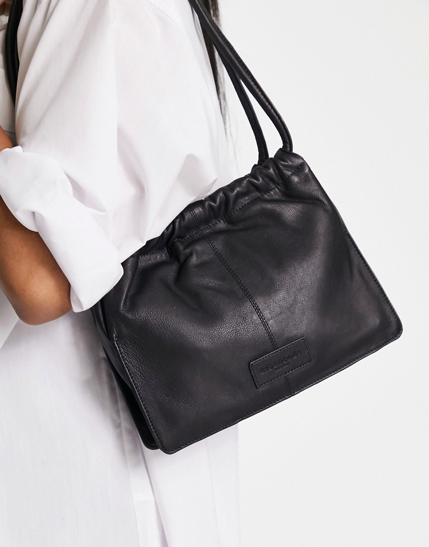 Urbancode Leather Shoulder Bag In Black