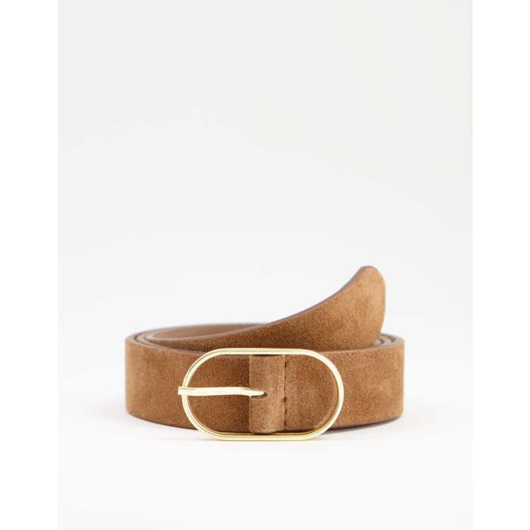 Urbancode leather suede belt in tan | ASOS