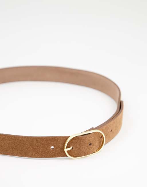 Urbancode leather suede belt in tan | ASOS