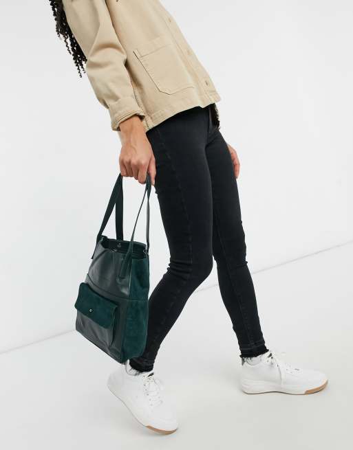 ASOS DESIGN suede tote bag in dark green