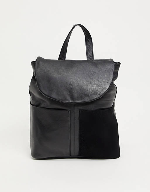 Urbancode leather two pocket backpack in black