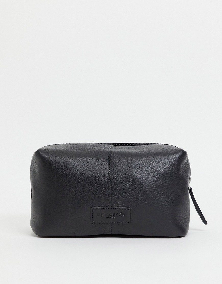Urbancode leather wash bag-Black